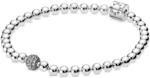 PANDORA Signatur Kugel & Pav&eacute; Armband aus Sterling-Silber mit einer gro&szlig;en Kugel in