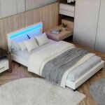 Juskys Polsterbett 120x200 cm &ndash; Bett Paris mit LED Beleuchtung, Lattenrost &