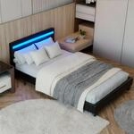 Juskys Polsterbett 120x200 cm &ndash; Bett Paris mit LED Beleuchtung, Lattenrost &