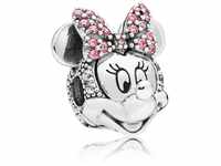 Pandora Disney Minnie Maus mit rosafarbener Pavé-Schleife Clip-Charm Sterling-Silber