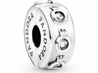Pandora Crown O sterling silver clip with clear cubic zirconia and silicone grip