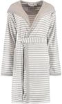 ESPRIT Damen-Bademantel Striped Hoody mit Kapuze Leichtfrottier Silber Gr&ouml;&szlig;e