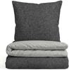 biberna Premium-Melange-Flanell Bettw&auml;sche 200x200 cm grau &ndash; Biber 3-teilig...