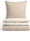 biberna Premium-Melange-Flanell Bettw&auml;sche 200x200 cm beige &ndash; Biber 3-teilig 