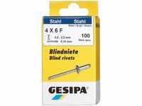 Gesipa Blindniete Mini-Pack 100 Stück (Stahl/Stahl 4x6, Nietschaft-ø 4mm,
