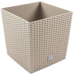 Prosperplast Blumentopf Rato Low (Rattanoptik, herausnehmbarer Einsatz, 40x40x40,8