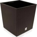Rato 32-Liter-Pflanzgef&auml;&szlig; mit Pflanzschale in der Farbe Schokolade 33 x 33 x 33 cm.