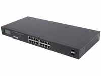 Intellinet 16Port Gigabit Ethernet PoE Switch mit 2 SFPPorts LCDAnzeige IEEE