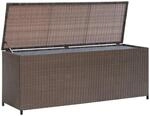 vidaXL Aufbewahrungstruhe Poly Rattan Braun Auflagenbox Gartentruhe Kissenbox