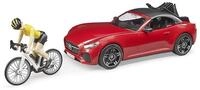 Bruder 03485 - Roadster mit Rennrad, Radfahrerin mit Helm - 1:16 Rennauto...