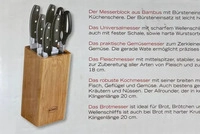 R&Ouml;SLE B&uuml;rsten-Messerblock 7-tlg.; silber/braun/schwarz