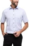 Eterna Herren Hemd Halbarm Comfort Fit Hellblau Strukturiert, 17,75, hellblau,