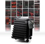 Mephisto ProLine Full Black Werkstattwagen mit 9 Schubladen Davon 9 mit Werkzeug wie