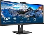 PHILIPS 346P1CRH - 34 Zoll WQHD Curved USB-C Docking Monitor, Webcam,