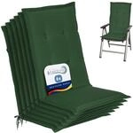 Beautissu 6er Set Gartenstuhlauflage 120x50x6 cm Loft HL Dunkelgr&uuml;n &ndash; Hochlehner
