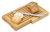 Relaxdays Brotschneidebrett, praktisches Brotbrett mit Messer aus Edelstahl,