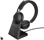 Jabra Evolve2 65 Wireless Headset mit Mikrofon, Schwarz | Mit Ladestation, USB-C