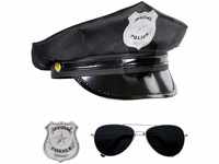 Widmann 95719 - Verkleidungsset Polizist, Hut, Brille und Dienstmarke, Mottoparty,