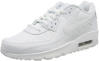 Nike Girls AIR MAX 90 LTR (GS) Running Shoe, White/White-Metallic Silver-White,38 EU