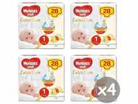 Huggies Baby Extra Care Windeln, Größe 1 (2-5 kg), 4 x 28 Einheiten