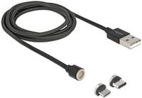 DeLock Magnetisches USB Daten- und Ladekabelset f&uuml;r Micro USB/Type-C schwarz 1, 1m