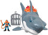 Fisher-Price Imaginext GKG77 - Großer Spielzeug-Hai mit Taucher-Figur, Käfig und