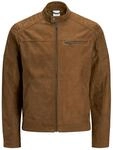 JACK & JONES Kunstlederjacke Herren,Beige (Cognac/Fake Suede),L