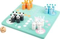 small foot Ludo "Pastell" aus Holz, Gesellschaftsspiel mit bunten Tierfiguren in
