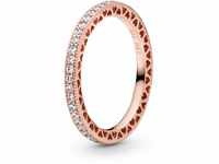 PANDORA Sparkle & Hearts Ring in Roségold mit 14 Karat rosévergoldete