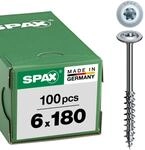 HI.FORCE, 6 x 180 mm, 100 St&uuml;ck, Teilgewinde, Tellerkopf, T-STAR plus T30, 4CUT,