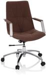 hjh OFFICE 670983 Drehstuhl SARANTO II Stoff Braun moderner Sessel im Retro-Look mit
