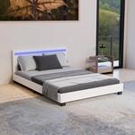 Juskys Polsterbett 140x200 cm &ndash; Bett Paris mit LED Beleuchtung, Lattenrost &
