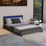 Juskys Polsterbett 140x200 cm &ndash; Bett Paris mit LED Beleuchtung, Lattenrost &