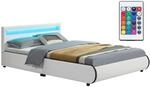 Juskys Polsterbett Sevilla 140x200 cm mit LED Beleuchtung, Lattenrost &...