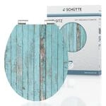 SCH&Uuml;TTE WC-Sitz Holzkern HG BLUE WOOD, Hochglanz Toilettensitz mit Absenkautomatik,