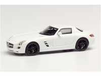 herpa 420501 Mercedes-Benz SLS AMG, weiß mit schwarzen Felgen in Miniatur zum