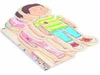 Beleduc Lagen-Puzzle "Dein Körper" Junge aus Holz, Anatomie Lernpuzzle für Kinder,