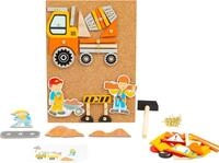 small foot H&auml;mmerchenspiel Baustelle aus Holz und Kork, mit Baustellenmotiven, f&uuml;r