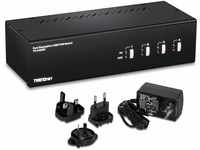 TRENDnet TK-440DP 4-Port Dual Display DisplayPort KVM-Switch mit Audio, 2-Port USB