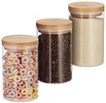 Relaxdays Vorratsdosen Glas, 3er Set, f&uuml;r Pasta, Reis, M&uuml;sli, natur | Kaffeebohnen,