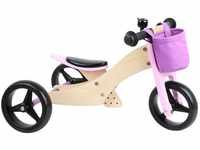 Small Foot Trike 2 in 1 Rosa aus Holz, DREI-und Laufrad, mit verstellbarem Sitz und