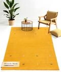 carpetfine Wollteppich Gabbeh Uni Gelb 200x290 cm | Moderner Teppich f&uuml;r Wohn-...