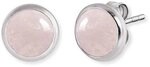 Engelsrufer Damen Ohrstecker aus Sterling Silber mit Rosenquarz, rhodiniert,