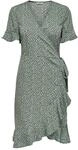 ONLY Damen Blusen Wickelkleid | Lockeres Midi Kurzarm Tunika Dress | Knielang mit