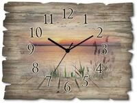 ARTLAND Wanddeko Wanduhr ohne Tickger&auml;usche aus Holz Quarzuhr 40x30 cm...