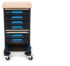 GEDORE Werkzeugwagen WorkMo B2, Rollwagen mit 6 Schubladen und Holzplatte,