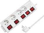LogiLink LPS252-4-Fach Steckdosenleiste (CEE 7/3), mit 5X EIN/Aus Schalter, mit