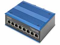 DIGITUS Netzwerk-Switch - 8-Port Fast Ethernet - DIN-Rail Montage - Klemmleiste -
