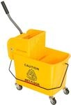 HOMCOM Putzwagen Fahreimer Putzeimer 20 Liter Wischwagen mit Presse 2 Kammern Gelb