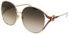 Gucci Damen GG0225S 002 Sonnenbrille, Gold (2/Brown), 63